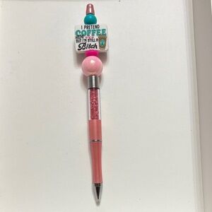 Pink Novelty Pen with Coffee Quote
